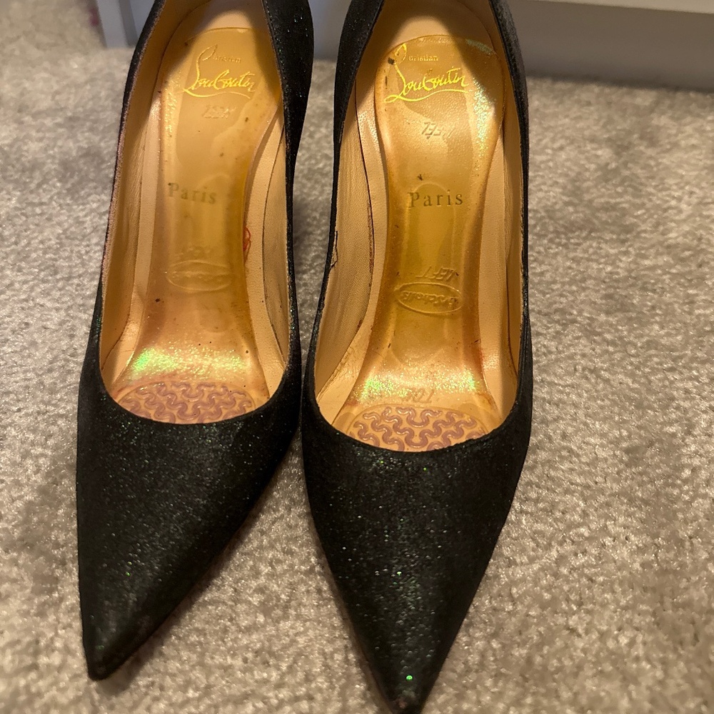 Christian Louboutin Glitter Black Heels